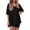 Women's Casual V-neck T-shirt & Shorts Homewear Set, 2026 Collection: Comfortable and Stylish 