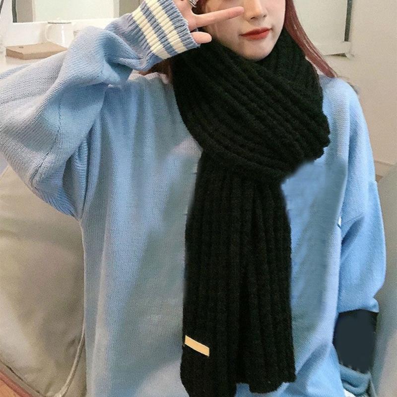 Warm Knitted Yarn Scarf Fashion Thick Yarns Long Scarf Neck Gaiter Outdoor Neck Scarf Wrap Accessory for Winter Warmth
