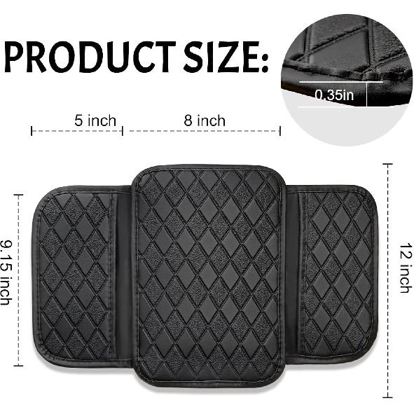 Center Console Cover Universal Armrest Cover with 2 Storage Bags Leather Car Middle Console Cover Arm Rest Cover for Car Interior Accessories