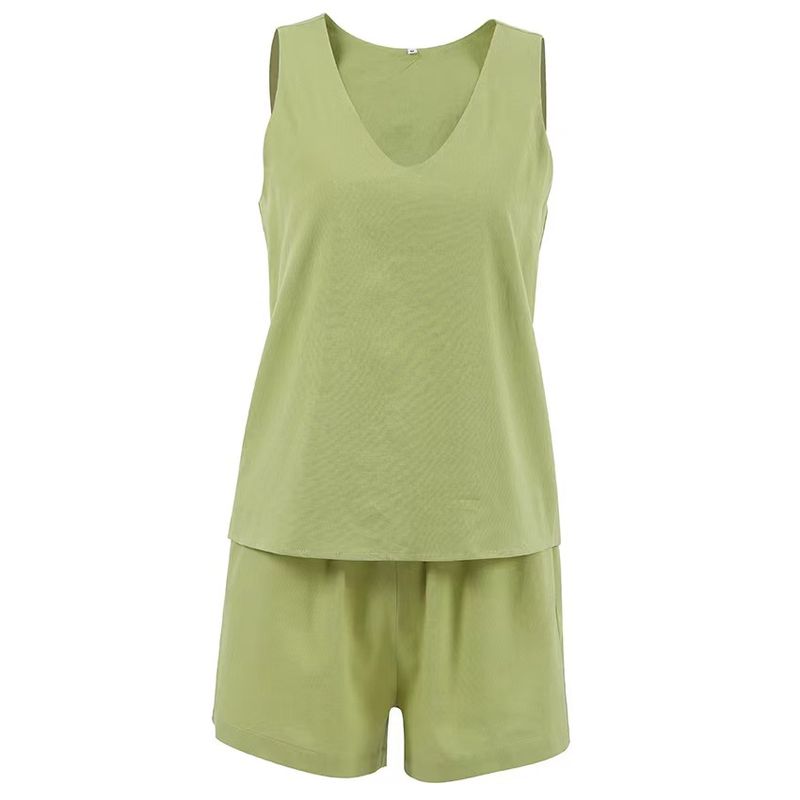 Fashion Style Sleeveless Loose Vest Shorts Set Ladies' Homewear Loose Tank Top Short Set