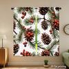 Piece Set High Definition Digital Printed Curtainschristmas Pinecones Redberries Greenbranches Nature Style Seamless Patter Curtains Made Of Polyester