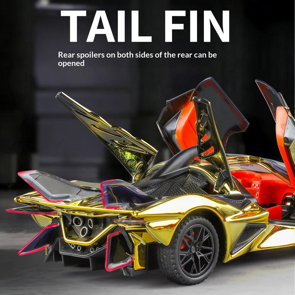 Simulation 1:32 Apollo EVO Electroplated Alloy Car Model Colorful Sports Car Ornaments Sound and Light Pull Back Children's Toys