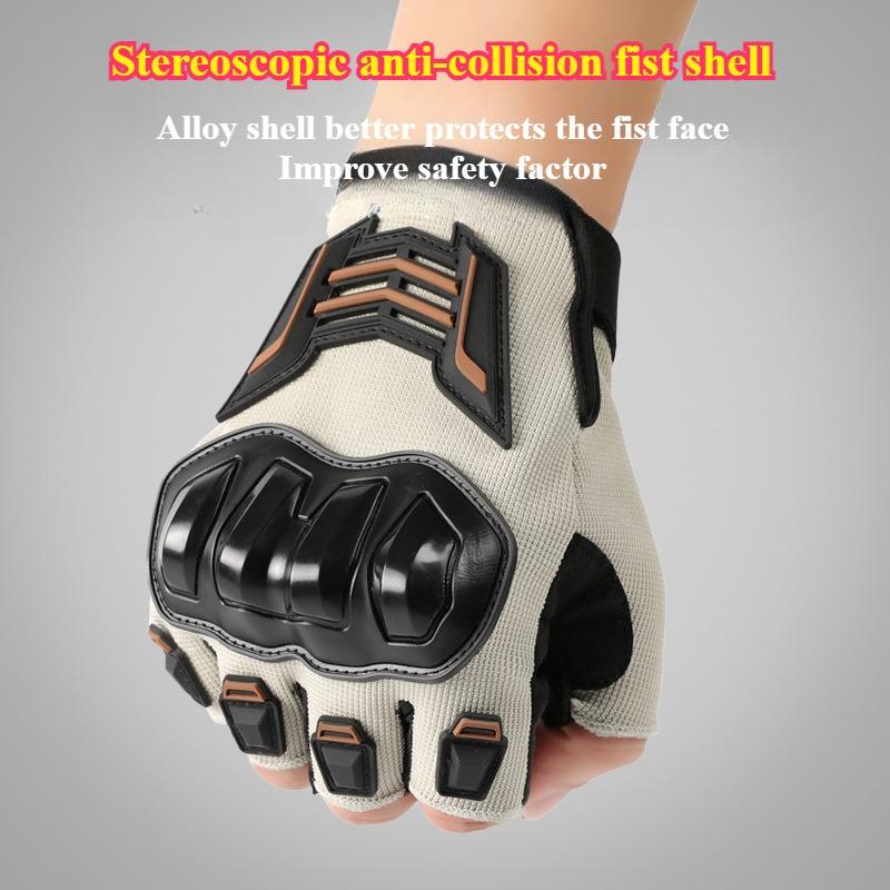 Motorrad Halb-Finger-Handschuhe Atmungsaktiv Anti-Rutsch Verschleißfest Fahrradhandschuhe Unisex Langlebig Handschutz Fingerlose Handschuhe