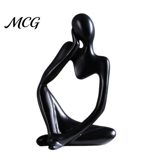 Minimalist Art Statue Thinker Statue, Modern Abstract Sculpture, 3D Printed Home Office Decoration Collectible Figurine for Bookshelf Desktop