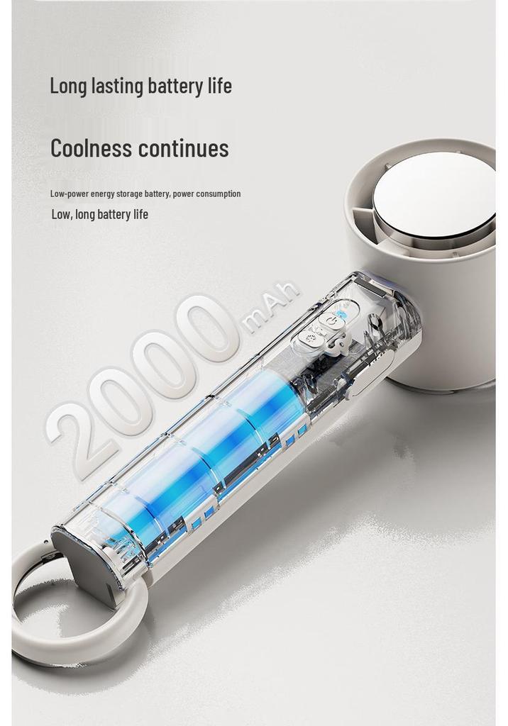 Portable USB Rechargeable Folding Fan with Carabiner and Ice Pack for Strong Outdoor Cooling