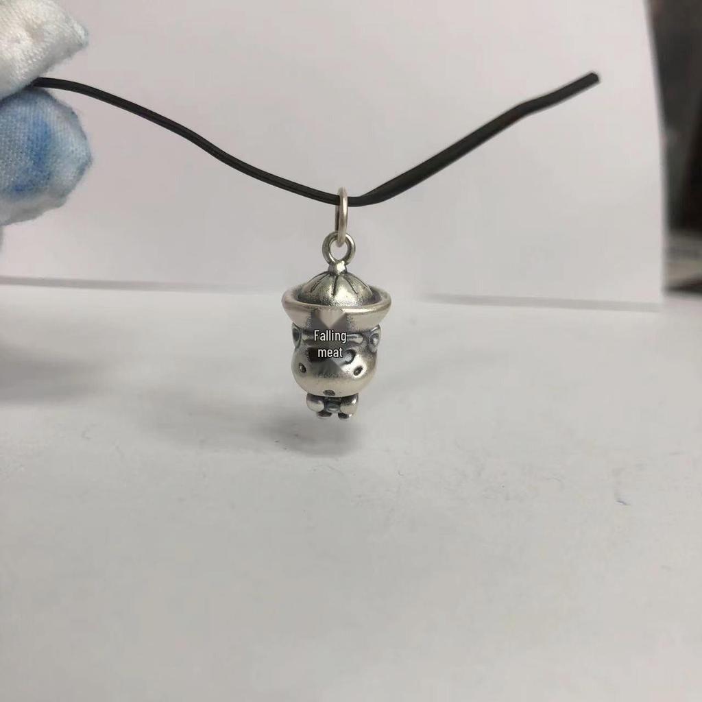 Sterling Silver 3D Lucky Cat Pendant - Cute Wealth Charm for Baby or Bestie Gift