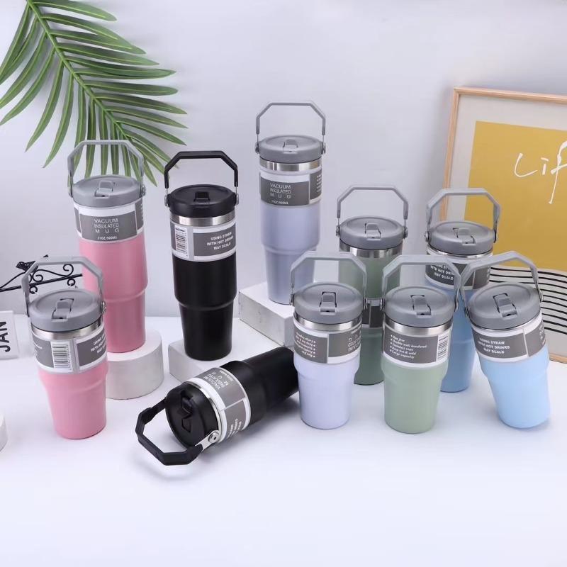 30Oz stainless steel car cup ice cream cup straw vacuum cup coffee cup thermos cup water cup