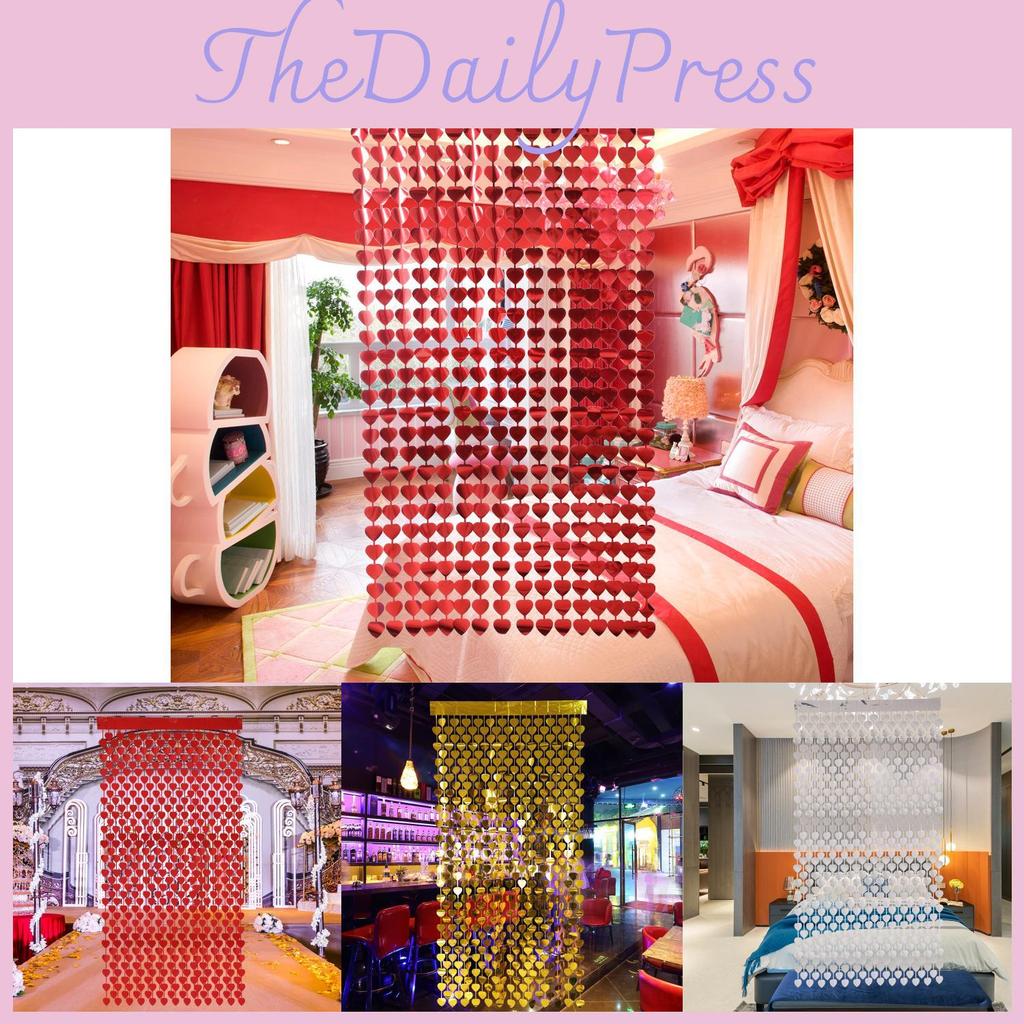 Valentines Romantic Day Decor Red Heart Curtain For Wedding Celebration And Home Decoration