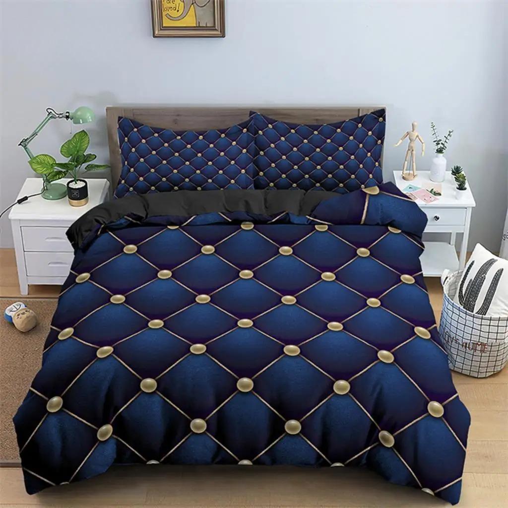 Luxury Geometric Duvet Cover Microfiber Diamond Bedding Set Abstract Pattern Comforter Cover King Queen For Girls Adult Bedroom