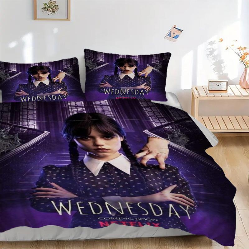 

WEDNESDAY ADDAMS NETFLIX SERIES Bedding Set Comforter Cover Gift for Bedroom,Includes 1 Cover and 2 Pillowcases, No InsertB530 135x200cm