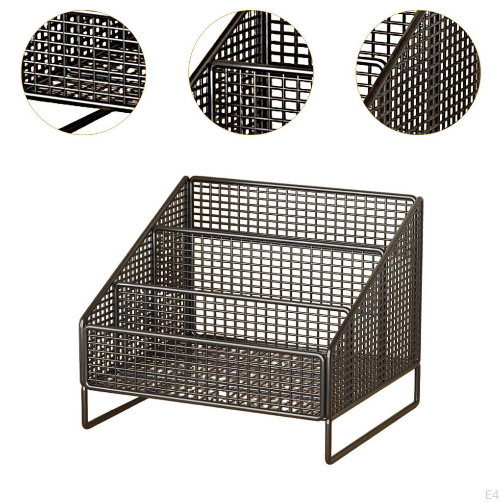 Plattenständer 3 Fächer Aufbewahrungsregal Arbeitszimmer Schreibtisch Organizer Metall