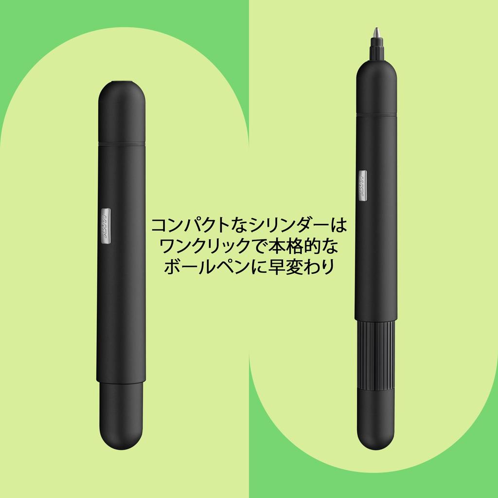 LAMY Pico Kugelschreiber Schwarz - Innovativer Taschenstift - Ein Druck auf volle Größe - Metallkörper, Mittelspitze - Kompakte schwarze Mine LAMY M 22 enthalten
