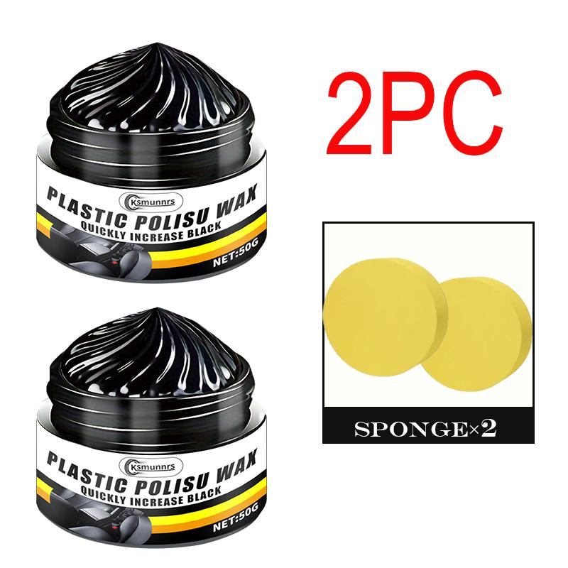 NEWCar Plastic & Leather Restorer Wax - Anti-Whitening, Anti-Oxidant Formula for Black Interior Surface Renewal - Deep Shine Res