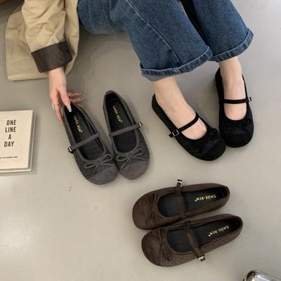 2025 Frühling und Herbst Höhenzunahme Ein Pedal Doudou Schuhe Flacher Schleife Einzelne Schuhe Weiche Sohle Oma-Schuhe Quadratische Zehenpartie Mary Janes