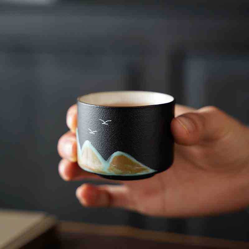 Business Cultural and Creative Ceramic Master Tea Cup Set Kiln Transformation Four-color Single Cup Customer High-end Souvenir