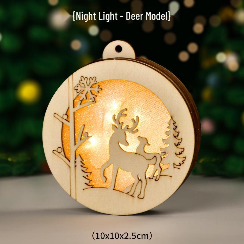 Luminous Handmade Wooden Christmas Tree Ornament Pendant Decor Gift.