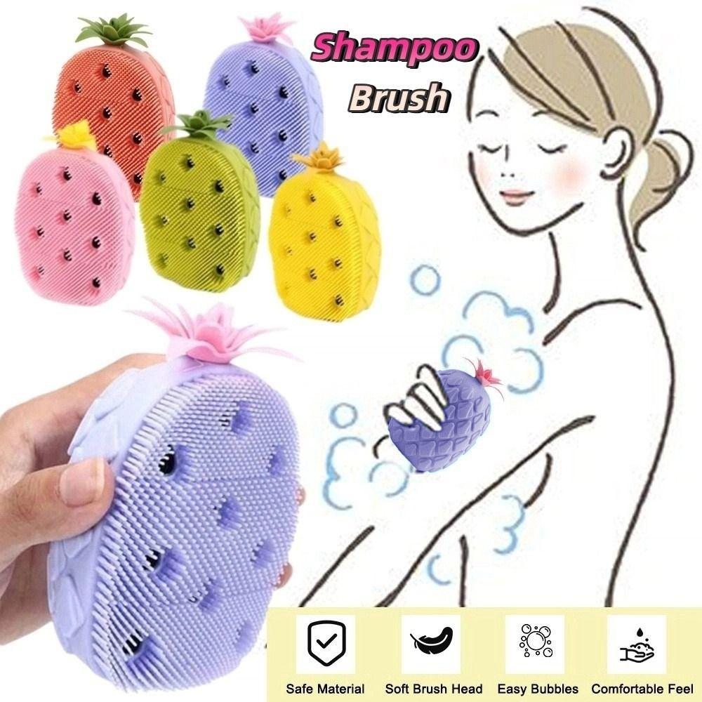 Non-Slip Silicone Shampoo Brush Soft Hair Shower Massage Brushes Fruit Shape Shower Brush Cleaning