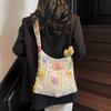 Yogodlns Vintage Hollow Woven Women Floral Decor Shoulder Bag Knitting Handbags Large Capacity Tote Bags For Ladies Beach Travel Shopper Purse