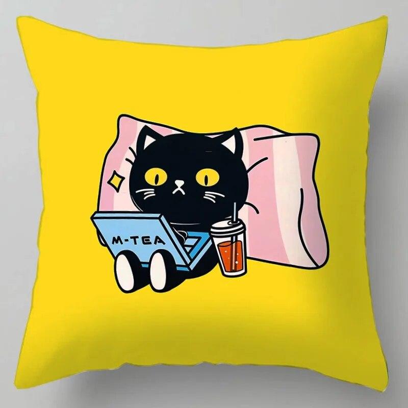 

Модель украшения комнаты квадратный диван подушка для сна с милым мультяшным принтом кота наволочка 40x40cm
