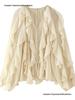 Summer 2026 European & American V-Neck Layered Ruffled Pleated Women's Shirt