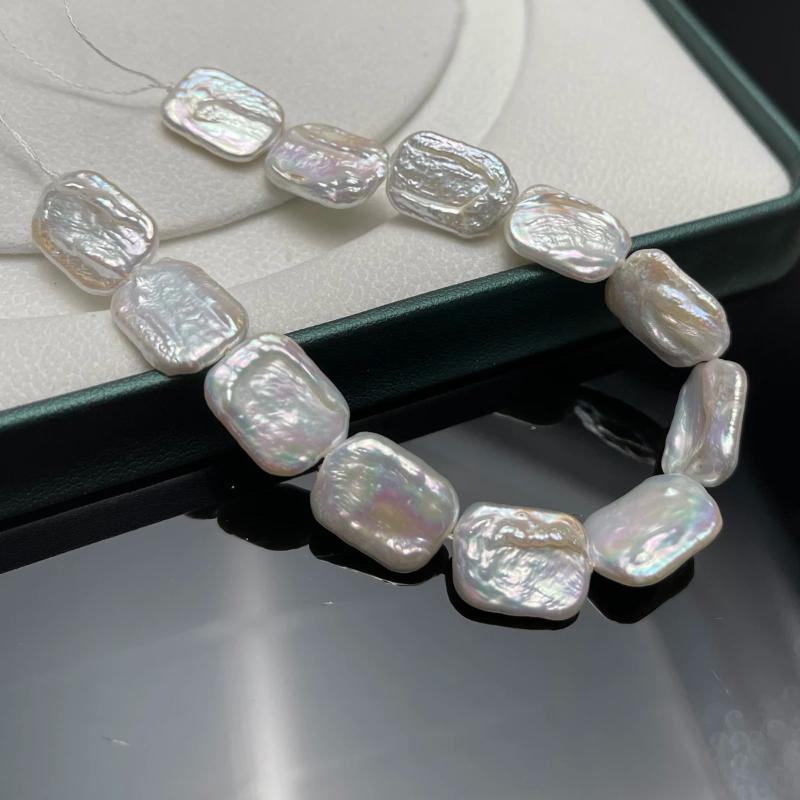 1 Piece Diy Necklace Bracelet Accessory 14X17Mm Natural Freshwater Pearl Rectangular Baroque Strand Beads For Jewelry Making