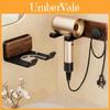 Walnut Wood Wall Mount Hair Dryer Holder With Nonpenetrating Design For Bathroom Storage