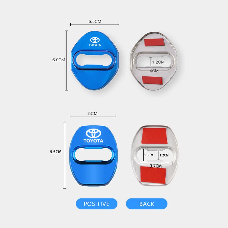 CKMY4 4pcs Car Door Lock Cover Stainless Steel Auto Door Latch Protective Stickers For Toyota Rav4 Yaris Camry Land Corolla CHR Hilux