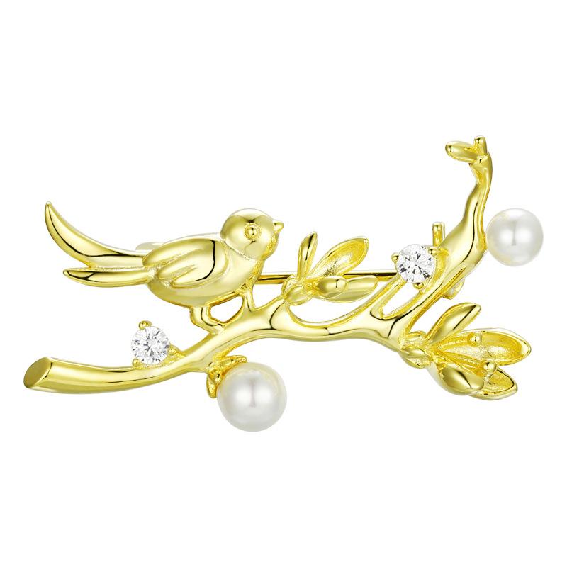Exquisite S925 Sterling Silver Brooch Premium Niche High-end Pin Pearl Accessories 925 silver