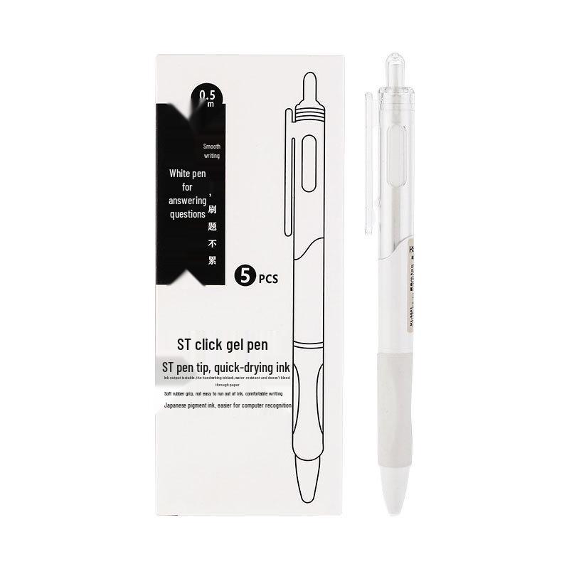 Quick-Dry Black Press-Type Pen, 0.5mm Tip for Student Exams & Signing