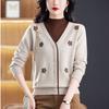Women's Semi-turtleneck Sweater Autumn Winter Thickened Printed Color-block Knit Sweater Loose Jacquard Pullover Knit Top Outwear