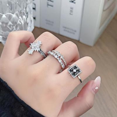 New Product Stacked Fashion Star Double-Layer Zir*****Pen Ring Simple Fashion Adjustable Ring Set Women
