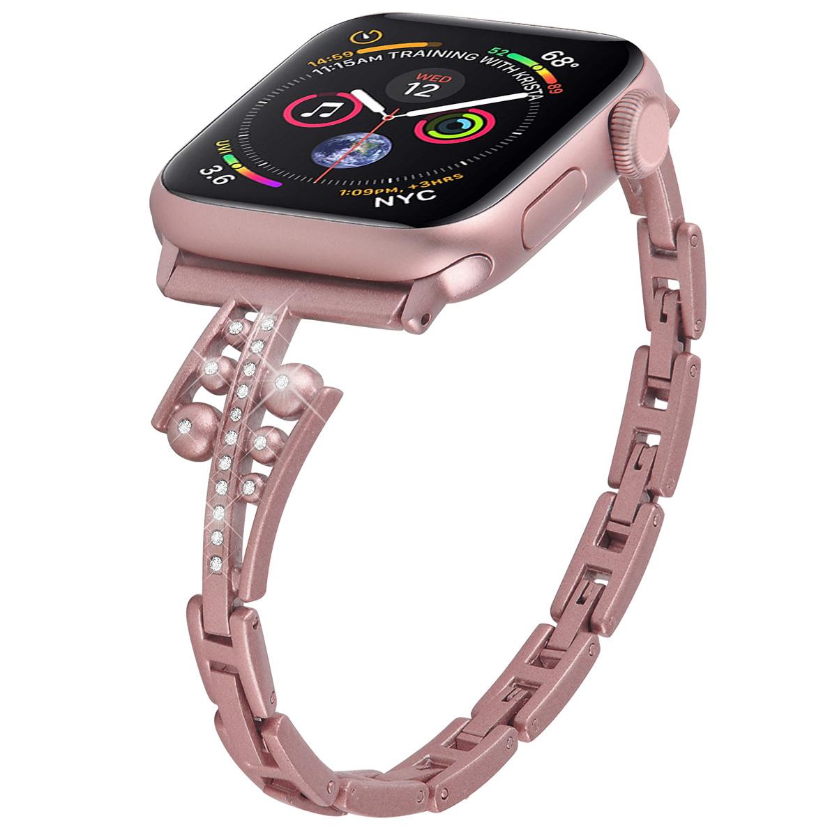 

Розкішний браслет для Apple Watch Series Ultra 9 8 7 6 5 4 3 2 1 SE Ремінець для годинника з нержавіючої сталі для iWatch 40 44 мм 49 мм ремінець Аксесуари для жіночого браслета 42 44 45 49mm троянди рожеві кольору