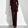 Elegant Coffee-Colored Collarless Skirt Suit for Women with Waist-Cinching Belt - Perfect for Urban Professional Style and Commuting.