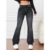 Women's Spring and Autumn Vintage Straight Jeans High Waist Slim Office Jeans Ladies Casual Jeans