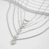 Vintage Women Necklace Multilayer Metal Chain Choker Punk Love Heart Pendant  Female