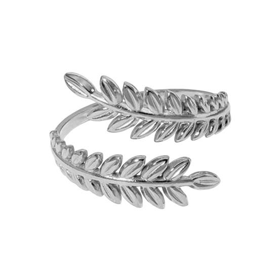 Adjustable Open Leaf Ring Natural Decorative Ring Nature Style Stainless Steel Inspired Jewelry for Women Girls