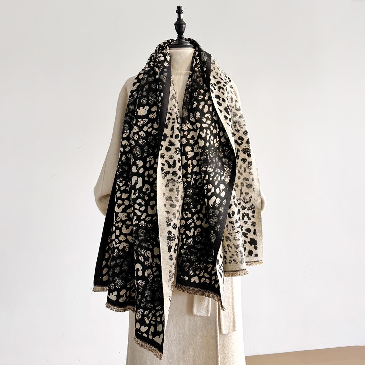 

Design Leopard Printed Cashmere Scarf Women Winter Pashmina Shawls And Wraps Thick Warm Bufanda Stoles Blanket Luxury