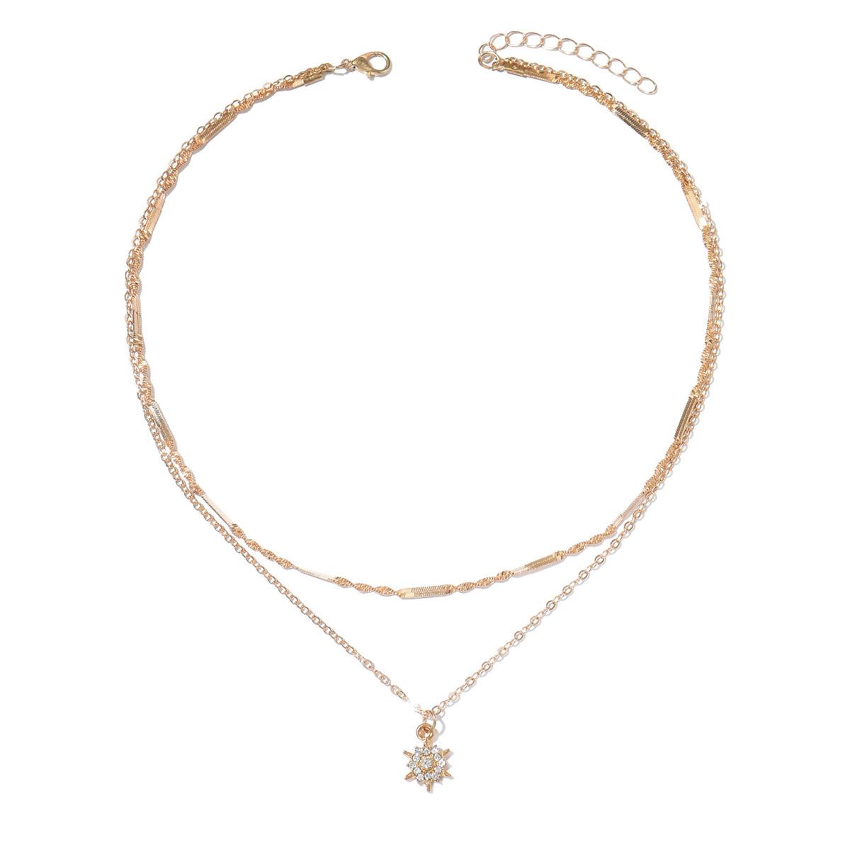 

Niche necklace wholesale jewelry women ins multi-layer stacking wearing personalized sunflower octagram collarbone chain