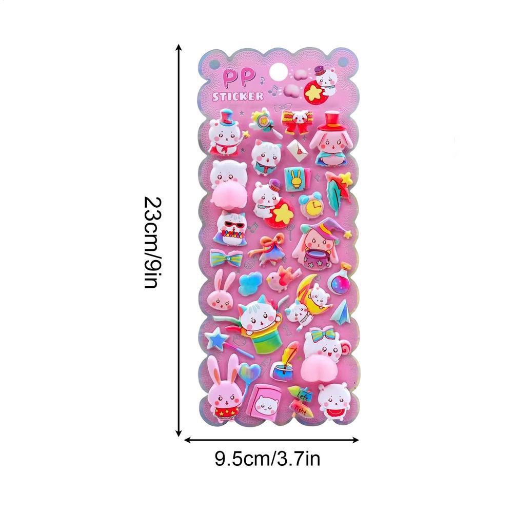 Bubble Stickers 3D Cartoon Bunny Decals Funny Animal Bubble Stickers For Party Classroom Birthday Christmas Gifts for Kids