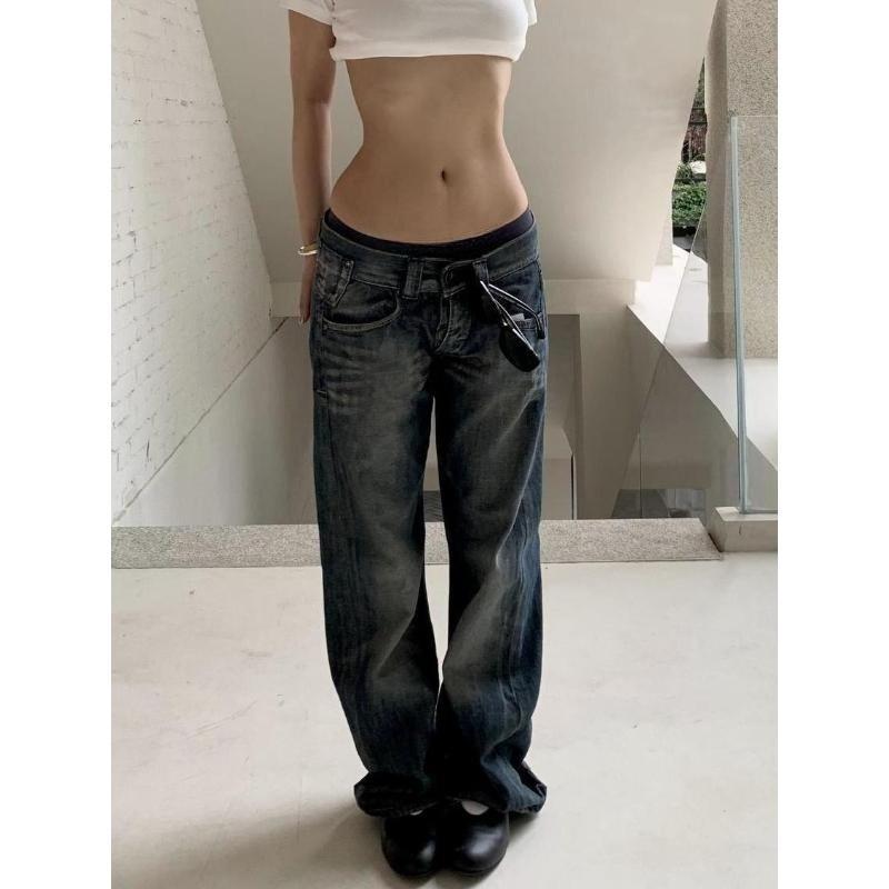 Autumn Women's Blue Y2k Baggy Jeans Japanese Style Denim Trousers American Vintage Jean Pants Trashy Clothes