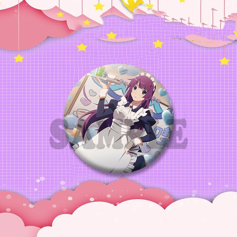 Cartoon Monogatari Series Badge Anime Hitagi Koyomi Araragi Lapel Pins Round Brooches for Bag Clothes Hat Decor Jewelry Gifts