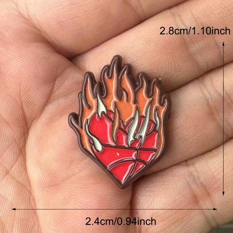 Interesting Burning Heart Brooch Accessory Positive Self-Love Accessory Fun Script Badge for Bags Clothing