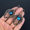 Blue Topaz Earrings, 999 Copper Wire Wrapped Gemstone Jewelry, Handmade Earrings, For Thanksgiving