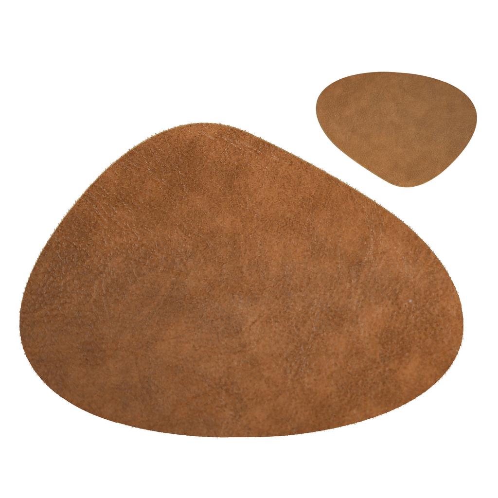 1/4/6Sets Irregular Faux Leather Placemats and Coaster Set Wrinkle Free Kitchen Dining Luxury Gift Nordic Cowhide Table Mats