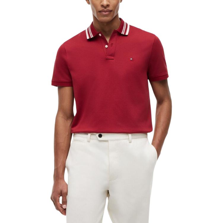 Tommy Hilfiger Solid Logo Short Sleeve Polo Shirt Men Tops MW44046000XIT