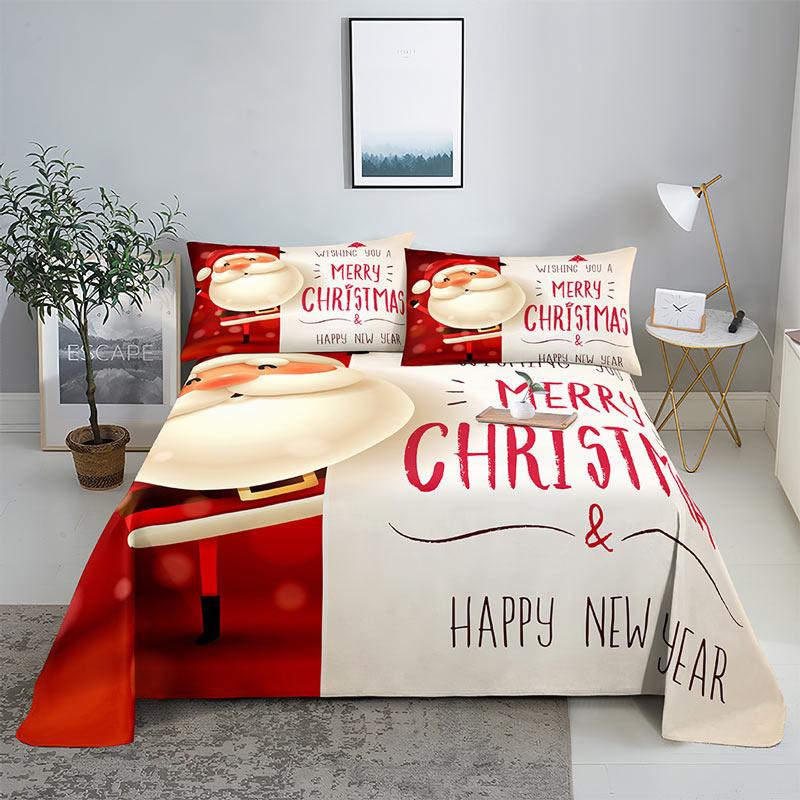 Comforter Merry Christmas Bed With 3D Print Santa Claus Home Decor New Year King Queen Full Size Red Bed