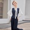 Women's Fashionable Spring 2025 Suit: Stylish Shirt, Denim Vest & Wide-Leg Pants Set YF2551