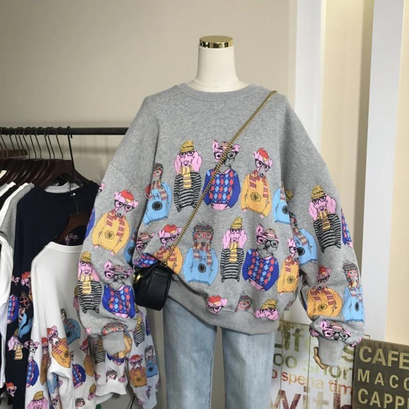 

Жіноча толстовка оверсайз, потовщена, вільна, з круглим вирізом, повсякденний пуловер, довгий рукав, зимова толстовка, топ XXXXL сірий