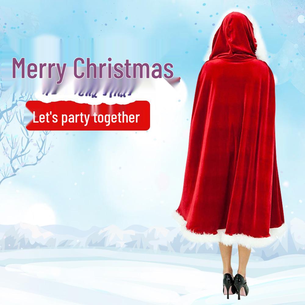 Unisex Gold Velvet Santa Claus Cloak: Christmas & Little Red Riding Hood Costume