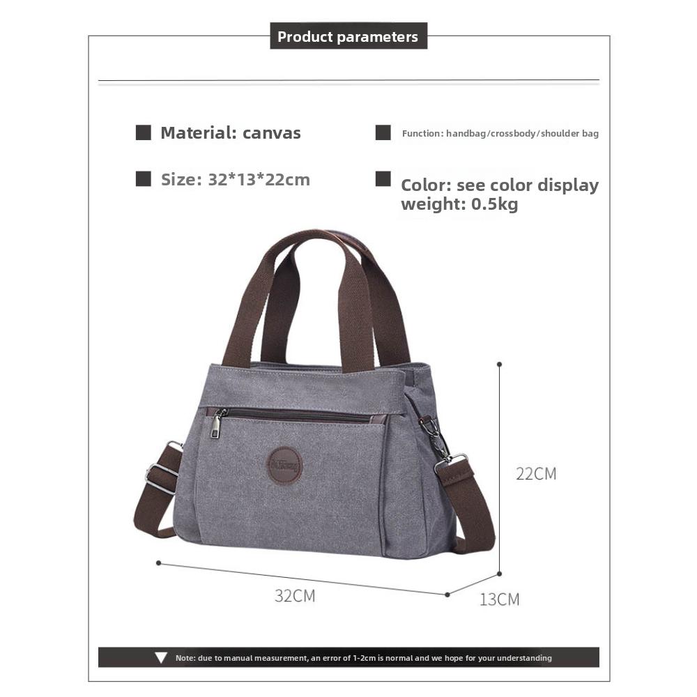 Casual Large Canvas Crossbody Bag For Women, Multi Inner Compartments Convertible Tote,Durable Literary Pack For Daily Commute School ,Weekend Trips